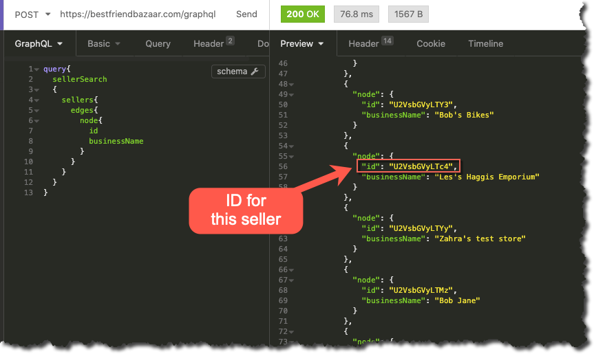 GraphQL Seller Search Results