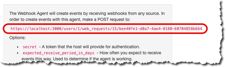 Huginn webhook URL