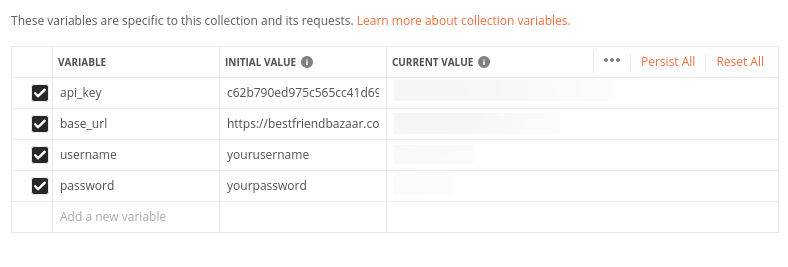 Postman Variable Configuration